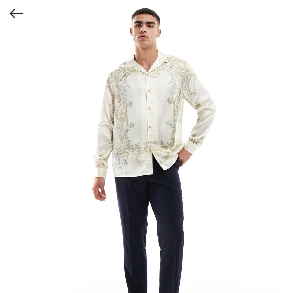 Men's Cream and Gold Patterned shirt